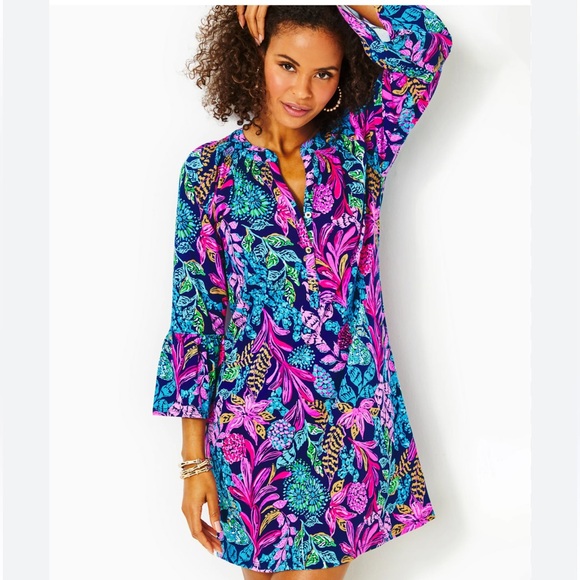 Lilly Pulitzer Dresses & Skirts - EUC Lilly Pulitzer Navy Multi Floral Shift Dress NO TAG